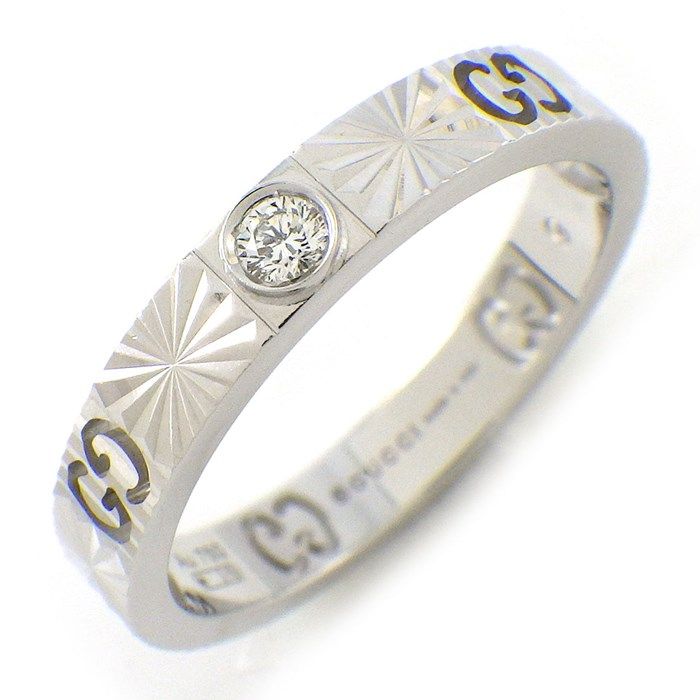 GUCCI Amore Heart Ring with Diamond in K18 White Gold - Size #9