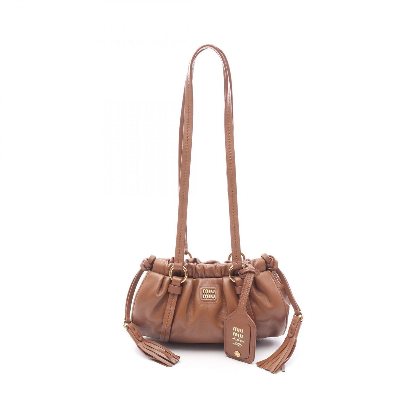 Miu Miu Joy Nappa Leather Shoulder Bag - Cognac - Pristine Condition