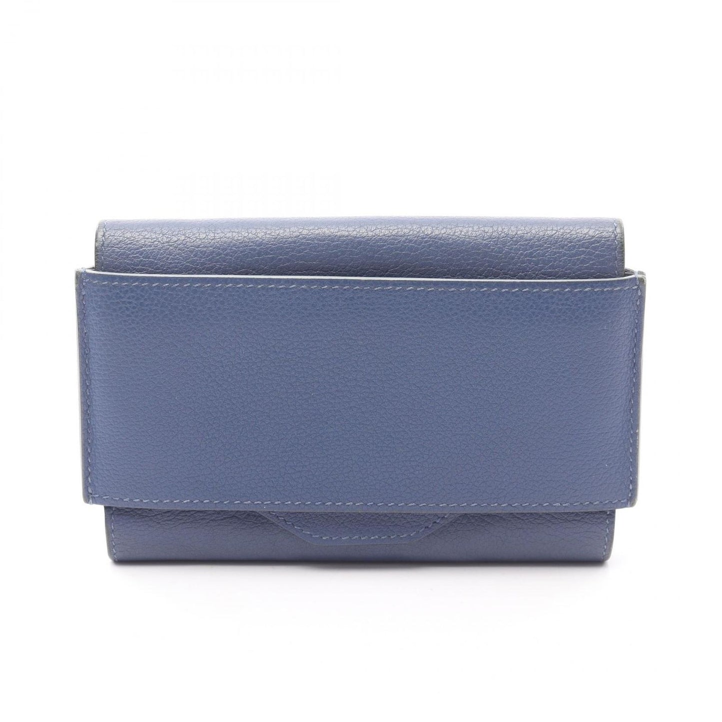HERMES Passant Compact Wallet in Blue Evercalf Leather