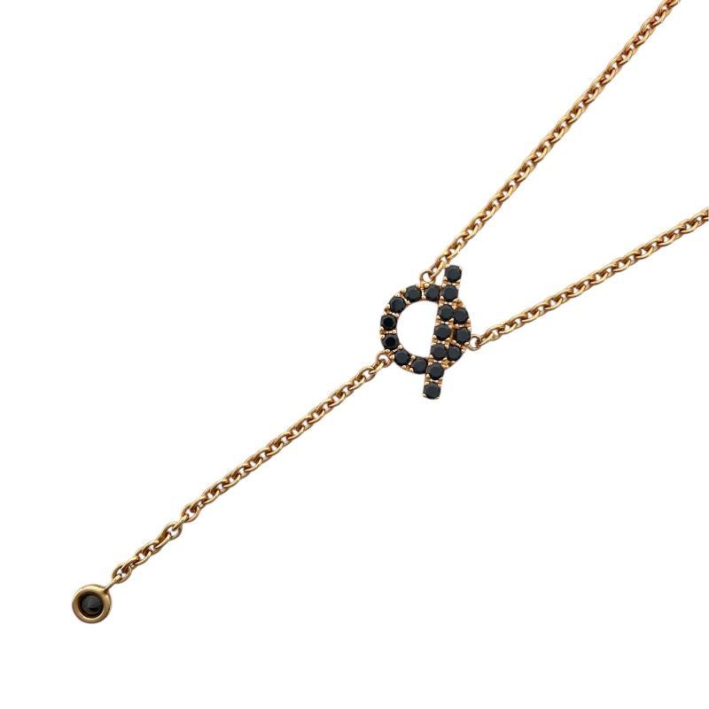 HERMES Finesse Necklace in K18 Pink Gold with Black Spinel