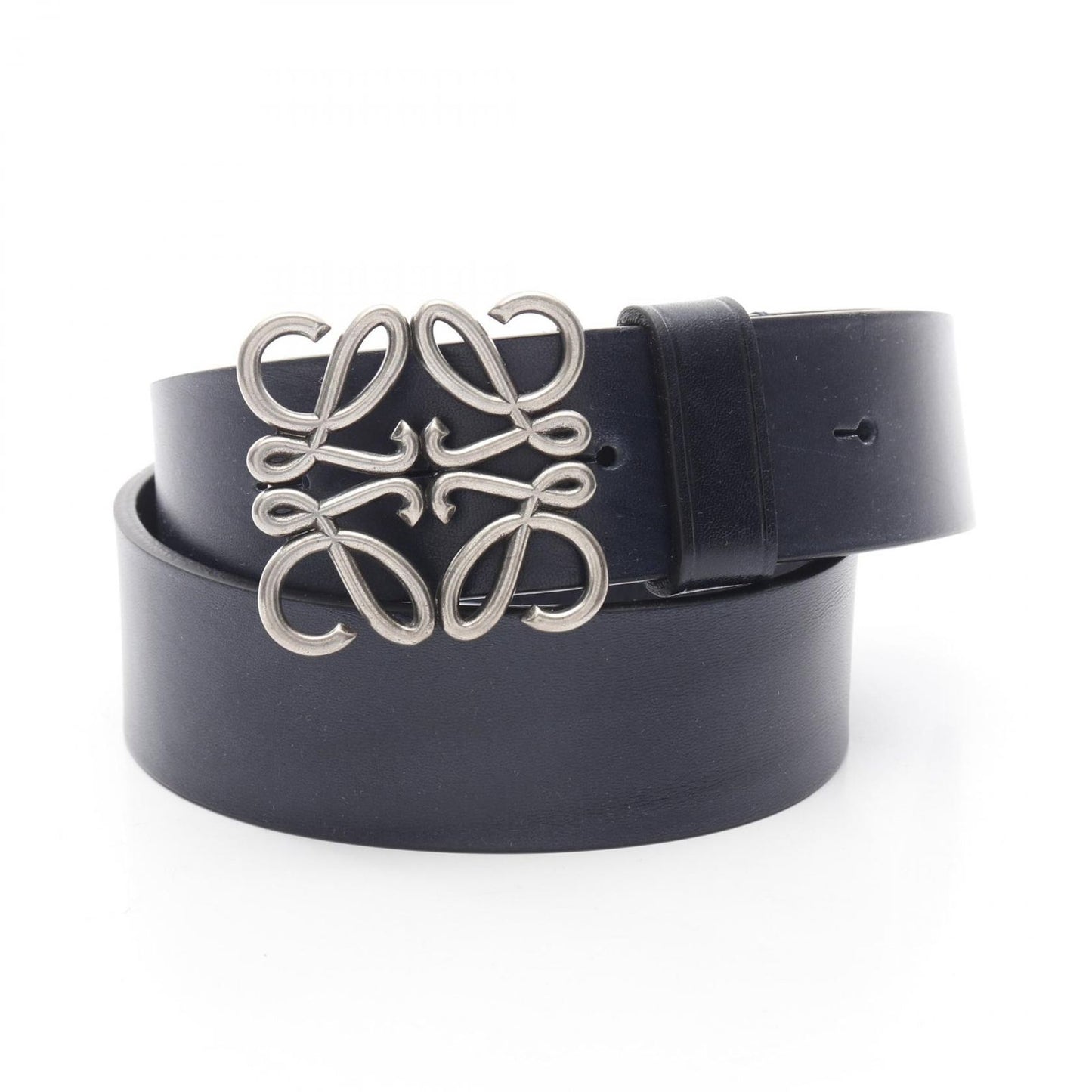 LOEWE Chunky Anagram Belt in Deep Navy Leather - New