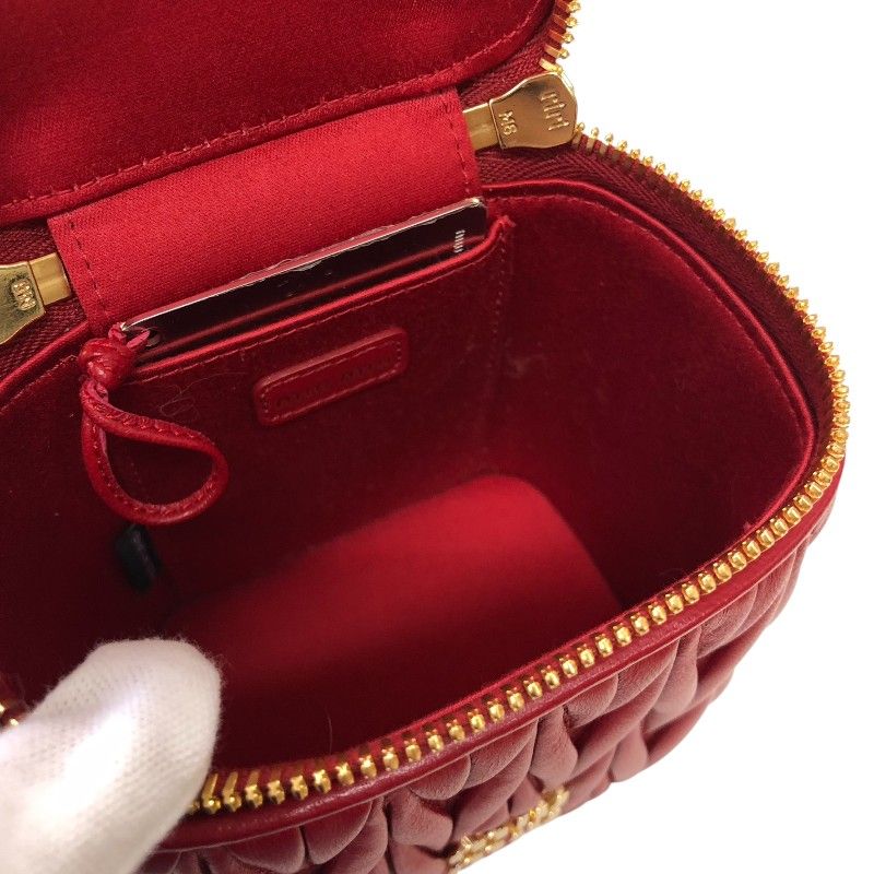 Miu Miu Matelassé Leather Micro Bag - Red with Gold Hardware