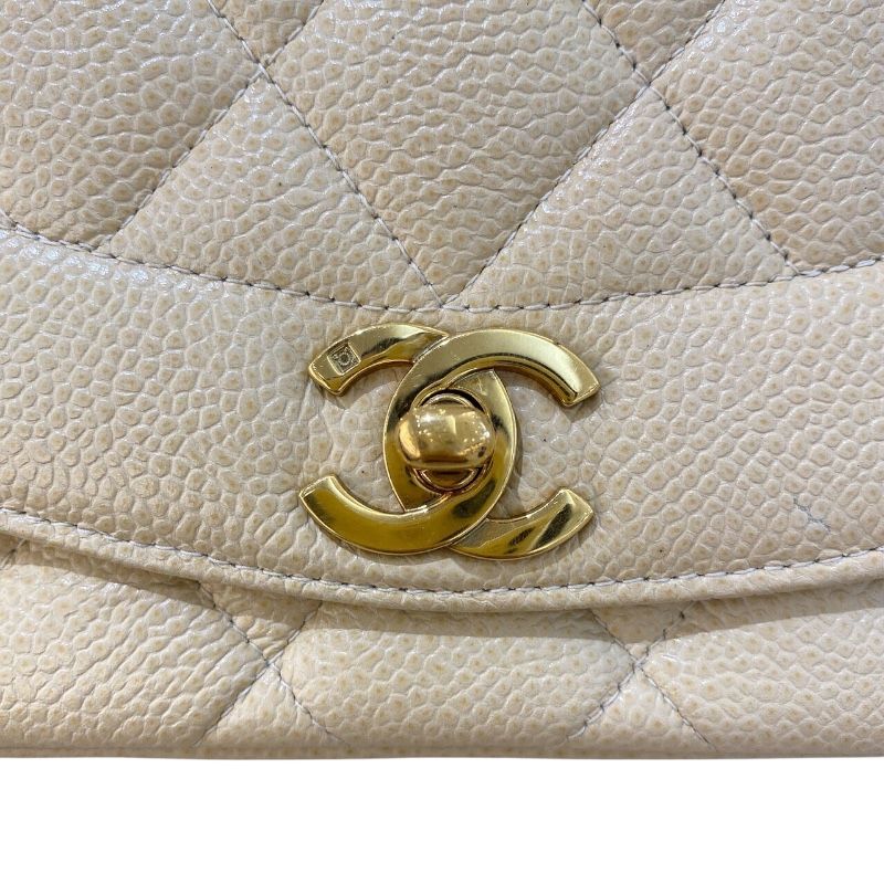 CHANEL Diana 22 Beige Caviar Skin Shoulder Bag with Gold Hardware