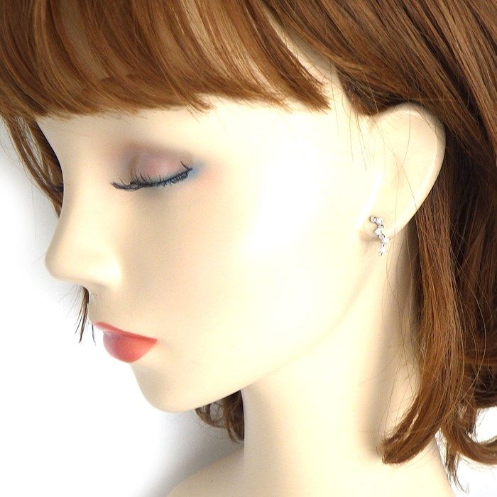 Elegant Wave Drop Diamond Earrings in Platinum - 0.11ct