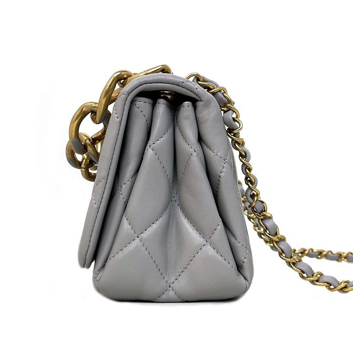 Chanel Métiers d'Art Mini Handle Chain Bag in Grey Lambskin