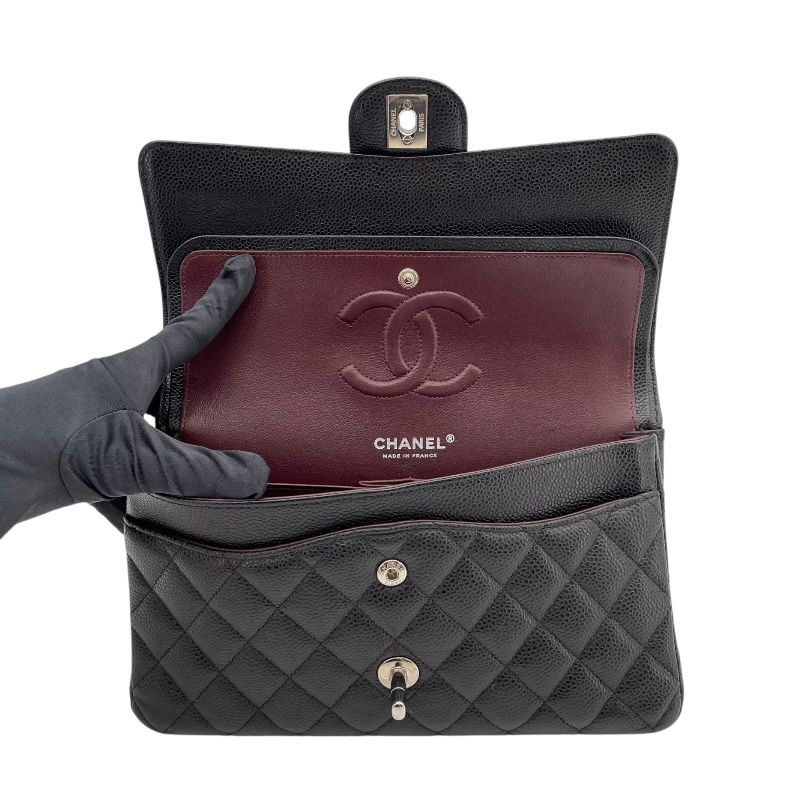 CHANEL Matelassé 25 A01112 Black Caviar Leather Shoulder Bag