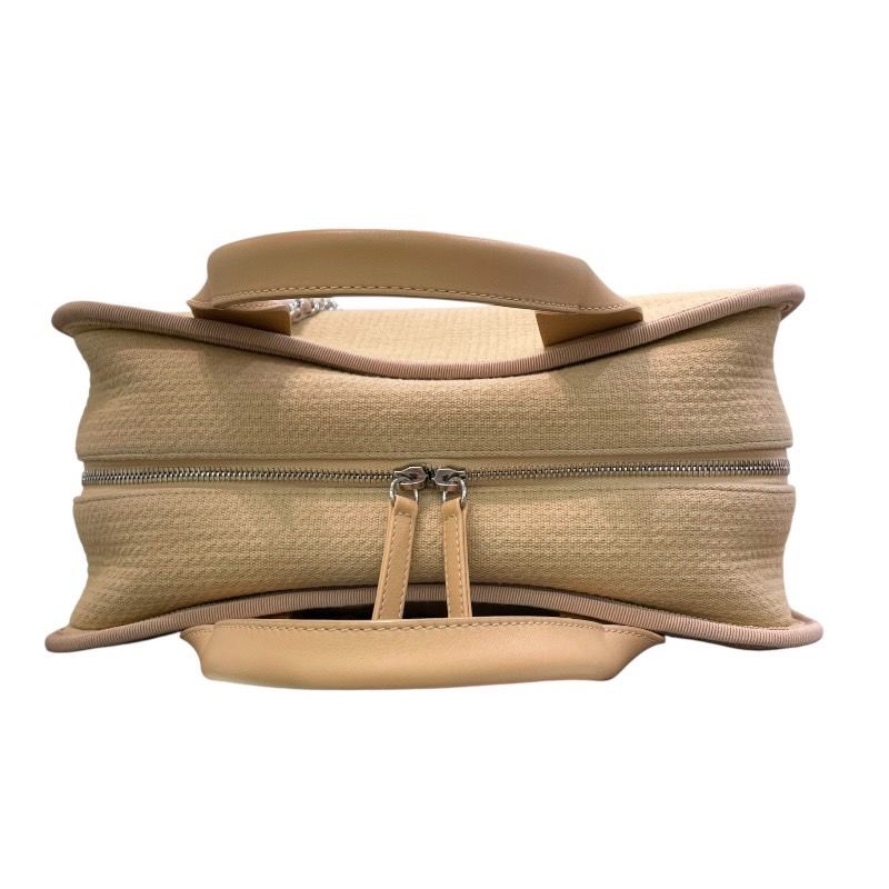 CHANEL Deauville Bowling Bag A92750 Beige & Silver Hardware