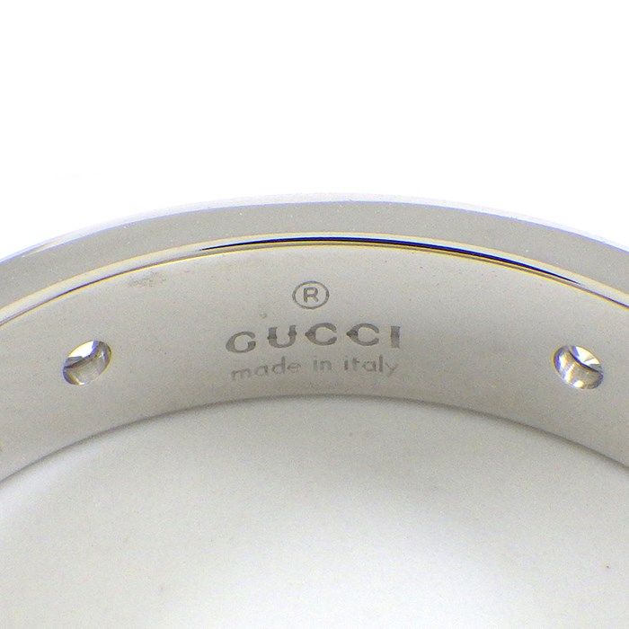 GUCCI Interlocking G Diamond Ring in 18K White Gold - Size 15