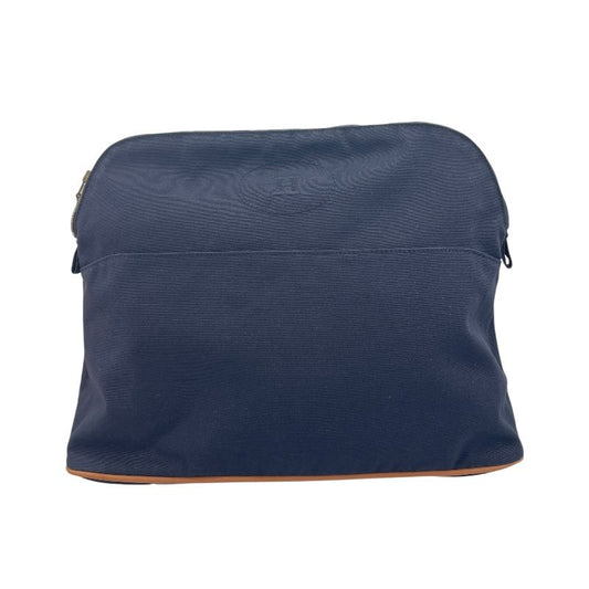 HERMES Bolide Pouch TGM in Navy Canvas & Leather - Unisex