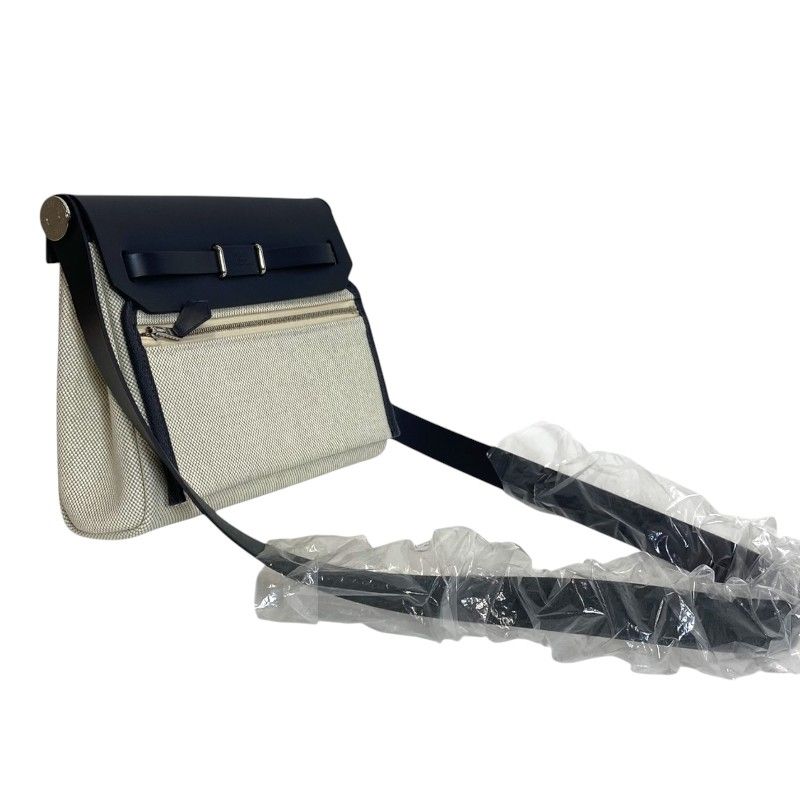 HERMES Émile Mini Zip Bag in Ecru Aldoise with Silver Hardware