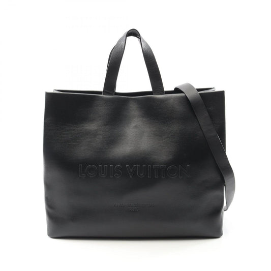 Louis Vuitton Noir Leather Shopper Tote MM - Timeless Elegance