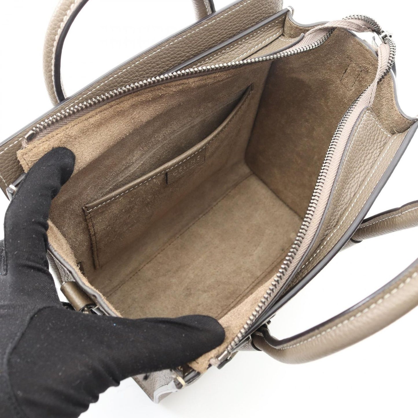 CELINE Luggage Nano Shopper Handbag in Etoupe Leather - Exquisite Craftsmanship