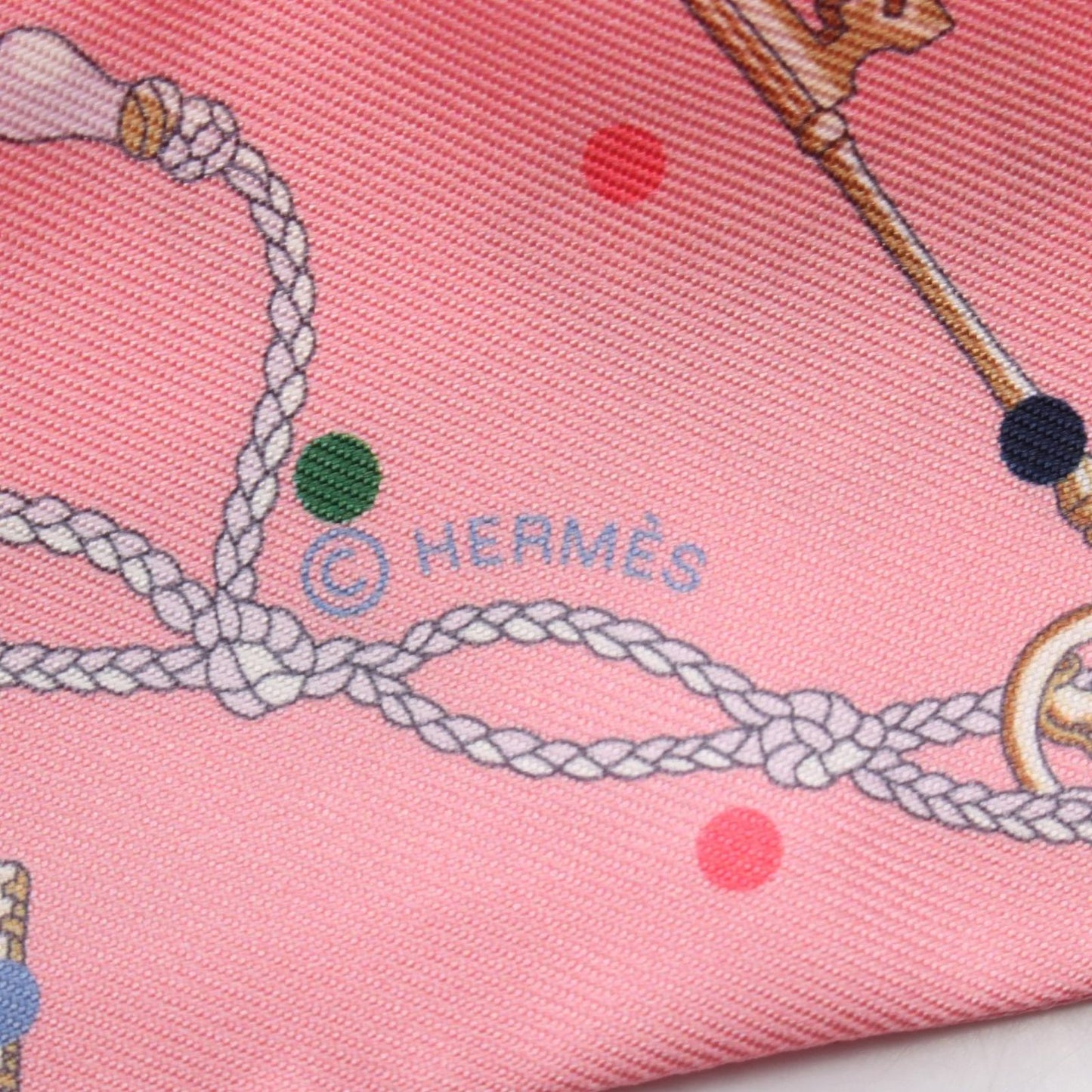 HERMES Les Cles A Pois Silk Twilly Scarf - Unused Luxury Accessory