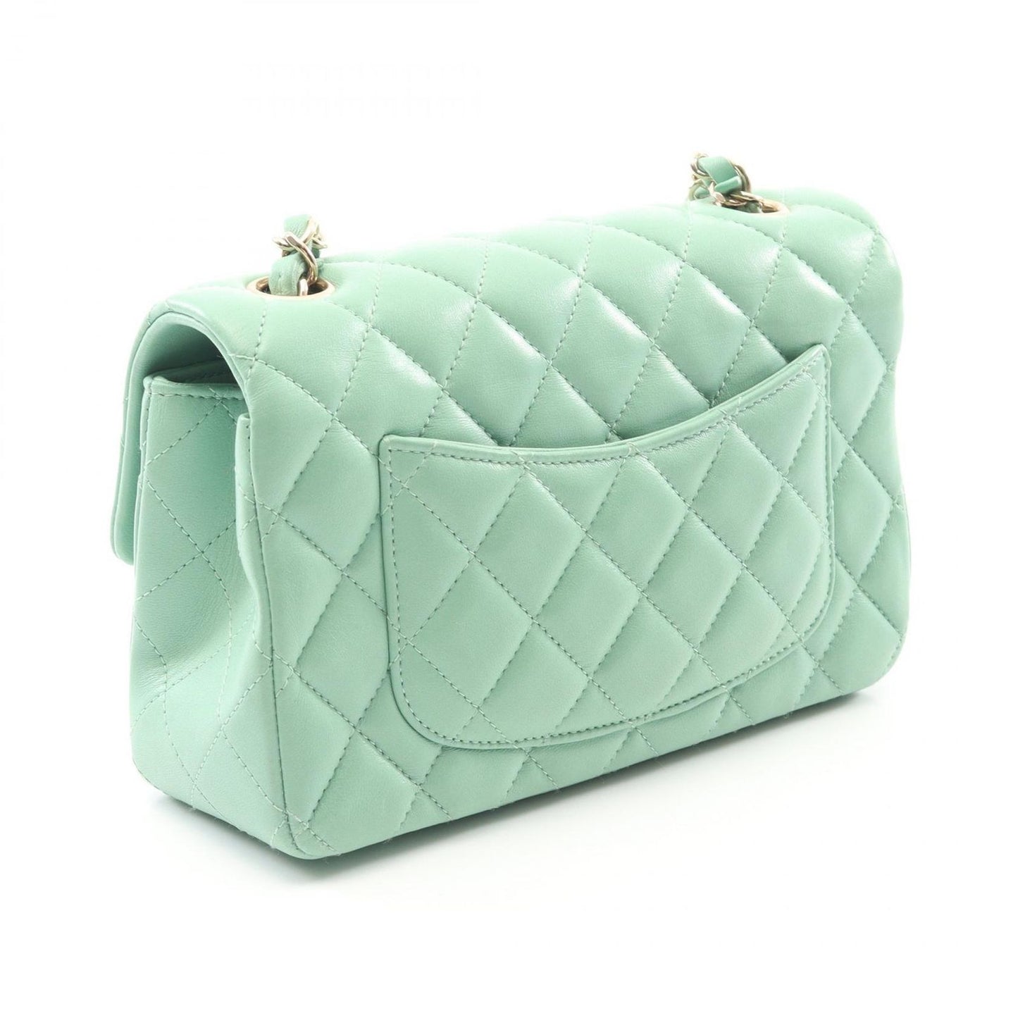 CHANEL Mini Matelassé 20 Shoulder Bag in Mint Green Lambskin