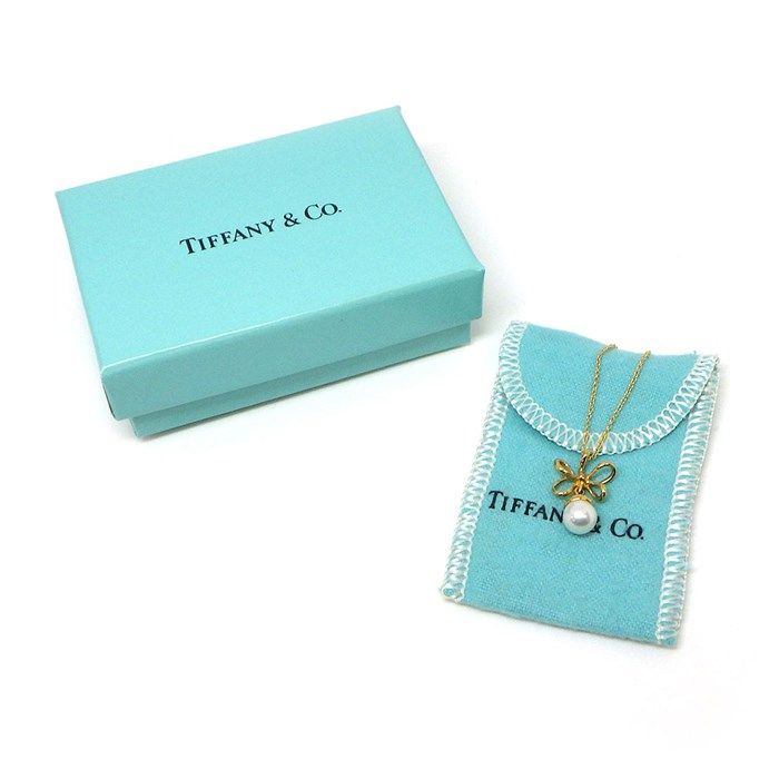 Tiffany & Co. Flower Motif Necklace with 7mm Pearl in K18YG