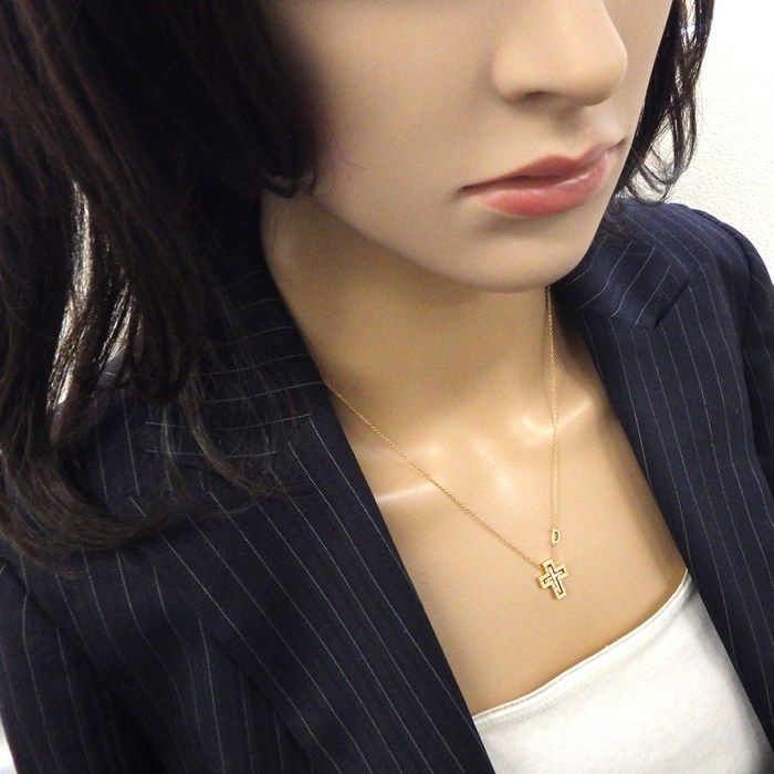 Damiani Belle Époque XXS Cross Necklace in K18 Pink Gold with Diamonds