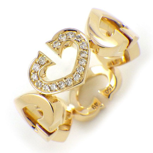 Cartier C Heart Ring with Diamonds in 18K Yellow Gold - Size 9