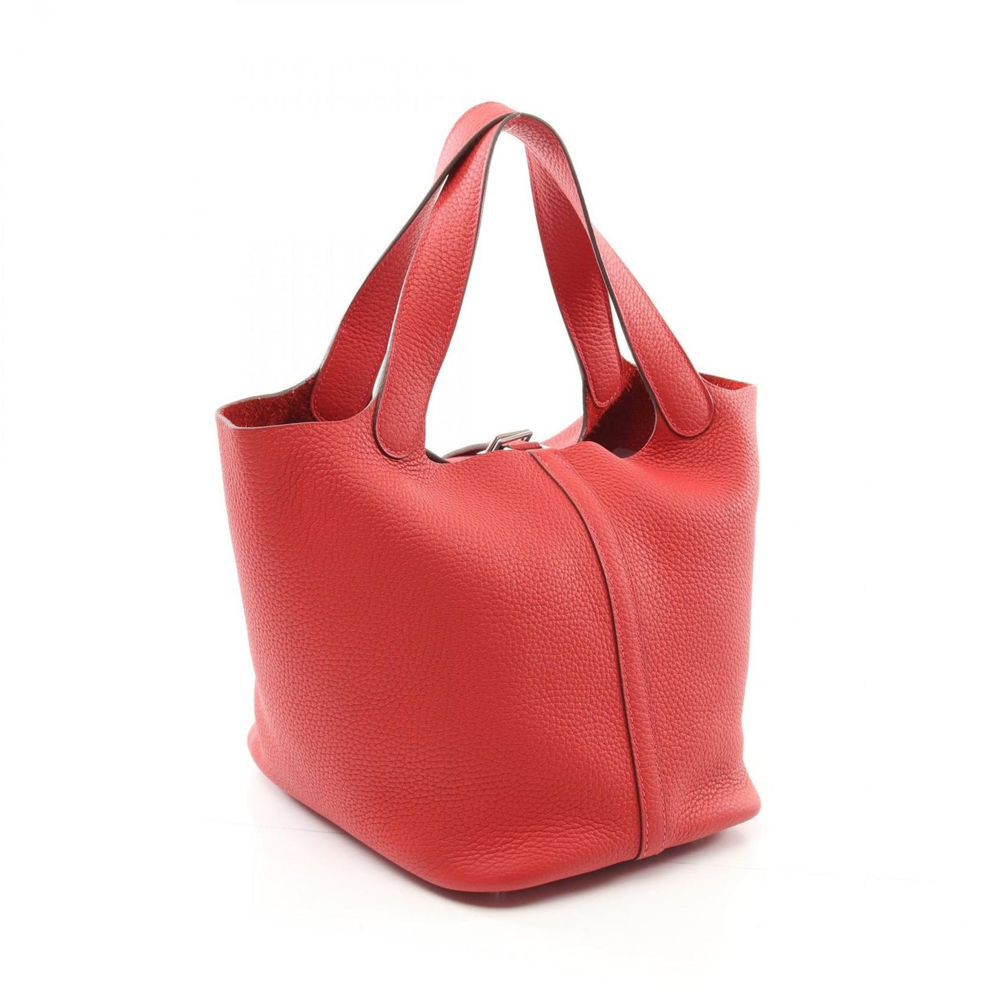 HERMES Picotin Lock MM Handbag in Vermilion Leather - Exquisite Craftsmanship