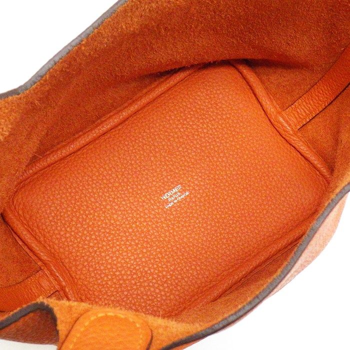 HERMES Picotin Lock PM Handbag in Orange Togo Leather - 2014