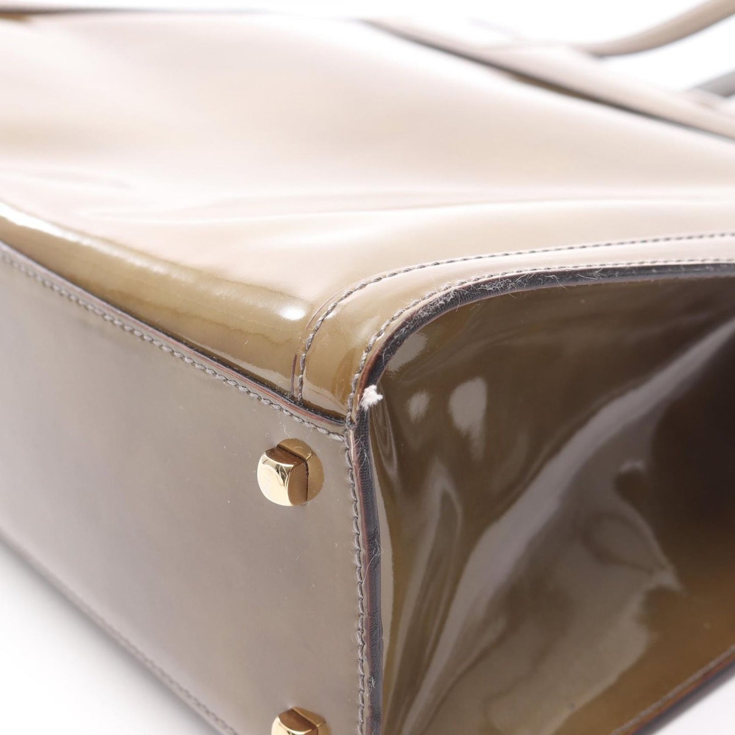 Salvatore Ferragamo Olive Enamel Handbag - Timeless Elegance