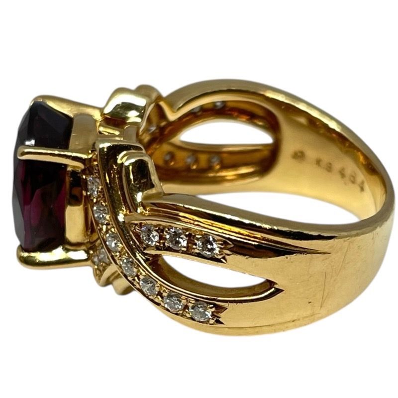 TASAKI K18YG Garnet Ring with Diamonds - Exquisite Craftsmanship