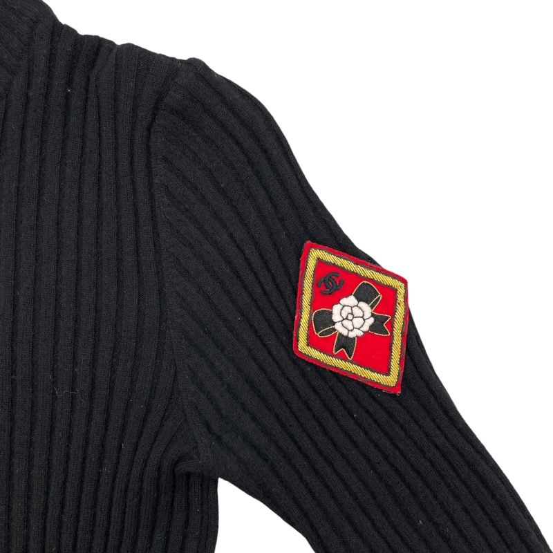CHANEL Vintage Camellia Cashmere Knit Sweater - Black