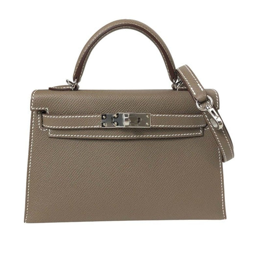 HERMES Mini Kelly 2 in Etoupe with Silver Hardware - Exquisite Craftsmanship