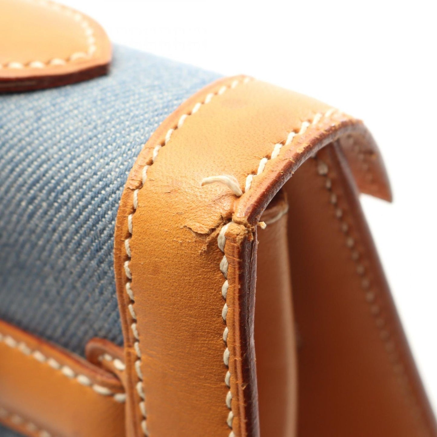 HERMES Kelly 35 Denim Blue & Natural Handbag - Timeless Elegance