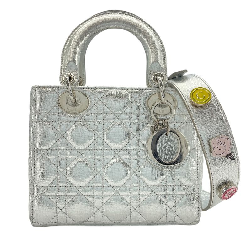 Christian Dior My Lady Dior Silver Leather Shoulder Bag