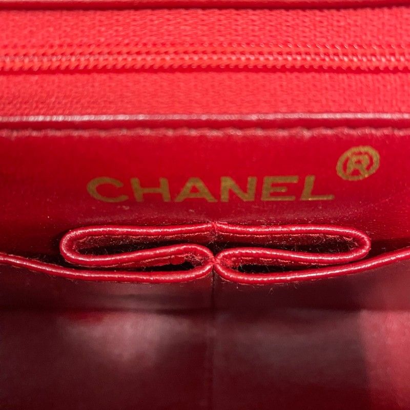 CHANEL Matelassé Chain Shoulder Bag in Red with Gold Hardware