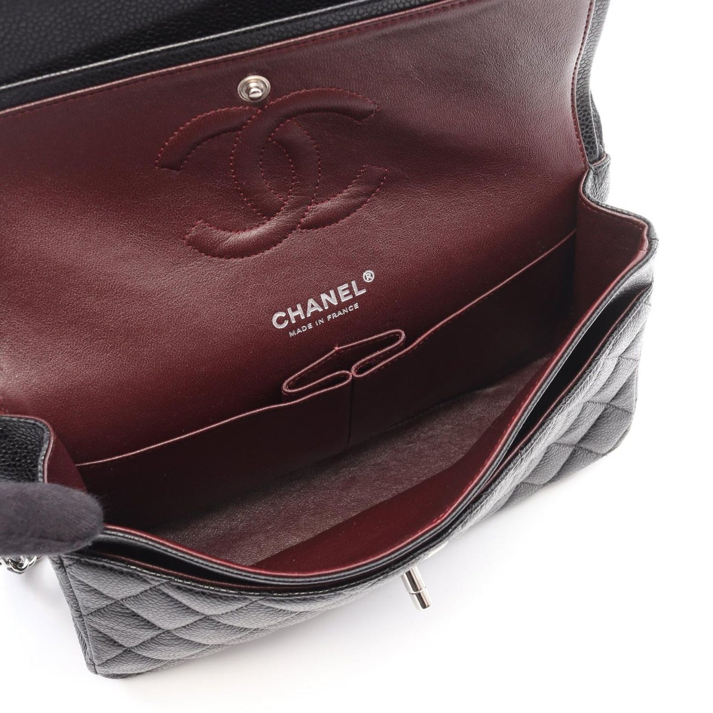 CHANEL Matelassé Double Flap Shoulder Bag - Black Leather