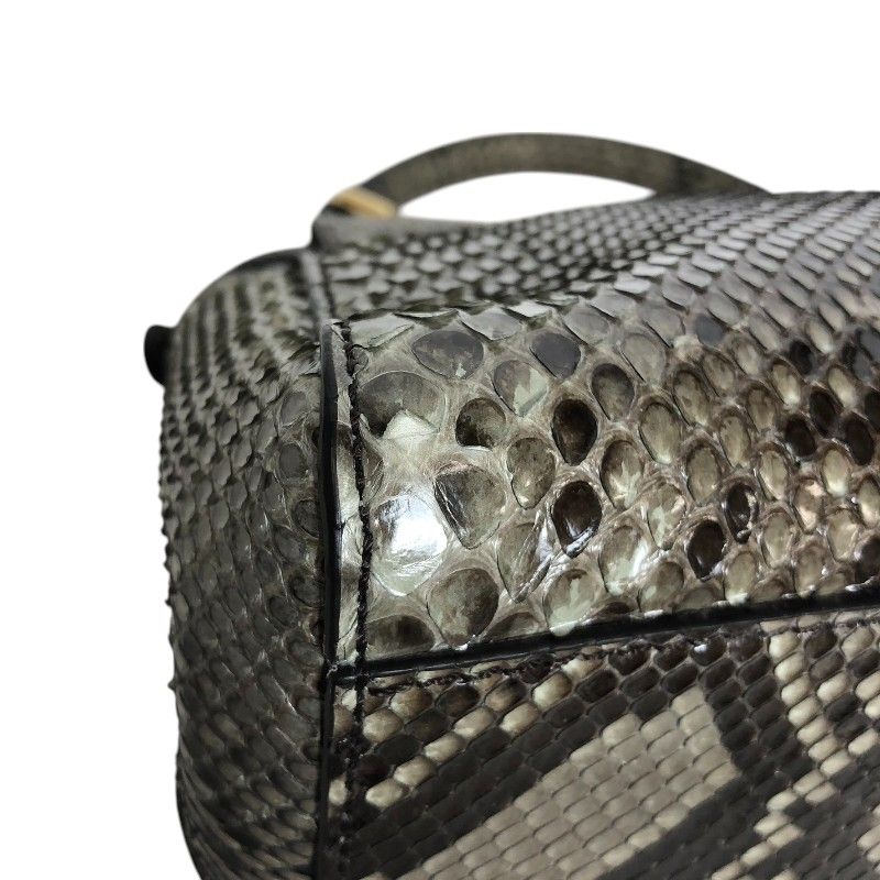 Fendi Peekaboo Mini Handbag in Gray Python with Gold Hardware