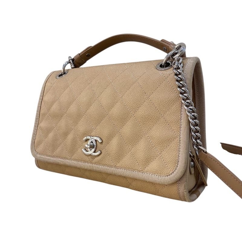 CHANEL Coco Mark 2-Way Handbag in Caviar & Canvas - Timeless Elegance