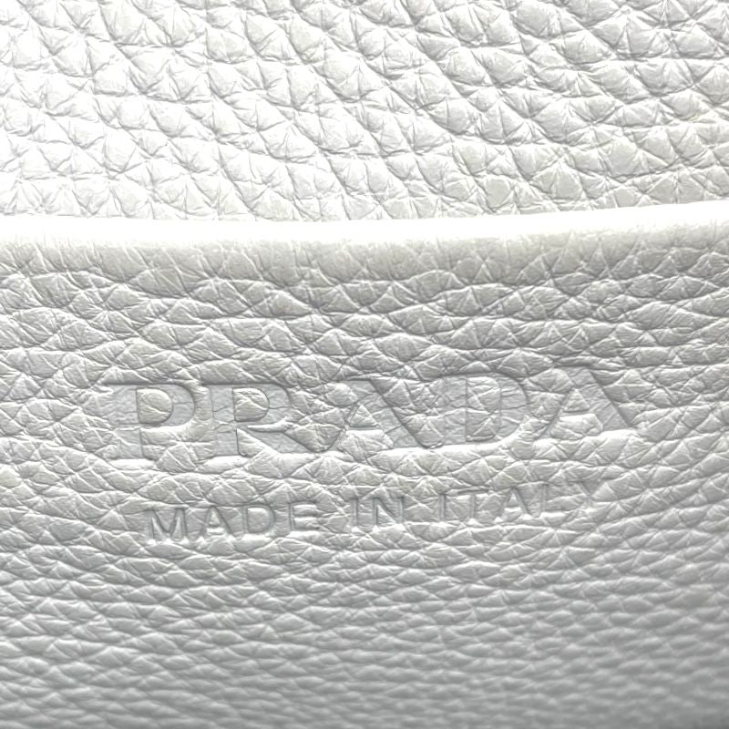 PRADA Logo Shoulder Bag 1BE018 in Light Grey Leather