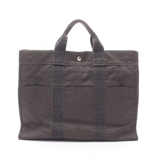 HERMES Émile MM Tote Bag in Gray Nylon Canvas - Timeless Elegance
