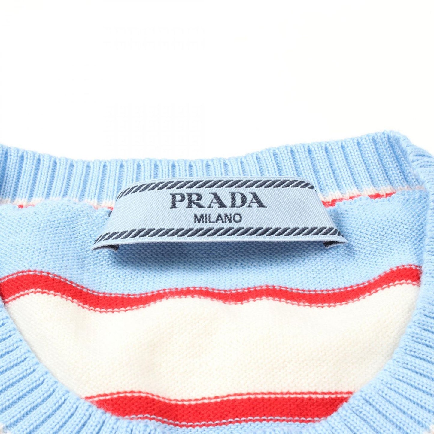 PRADA Striped Cotton Crew Neck Sweater - Timeless Elegance