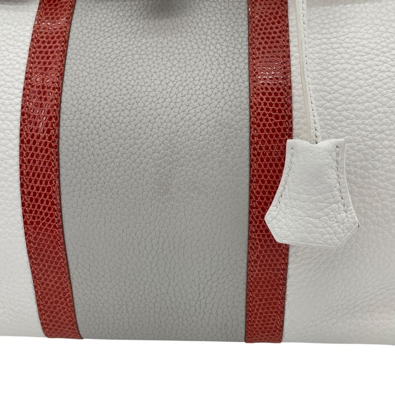 HERMES Birkin 35 Club - White, Grey, and Sangue with Silver Hardware