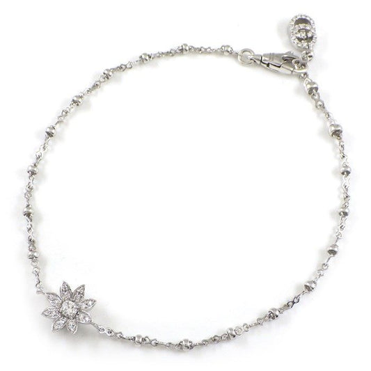 GUCCI Flora GG Logo Diamond Bracelet in K18 White Gold