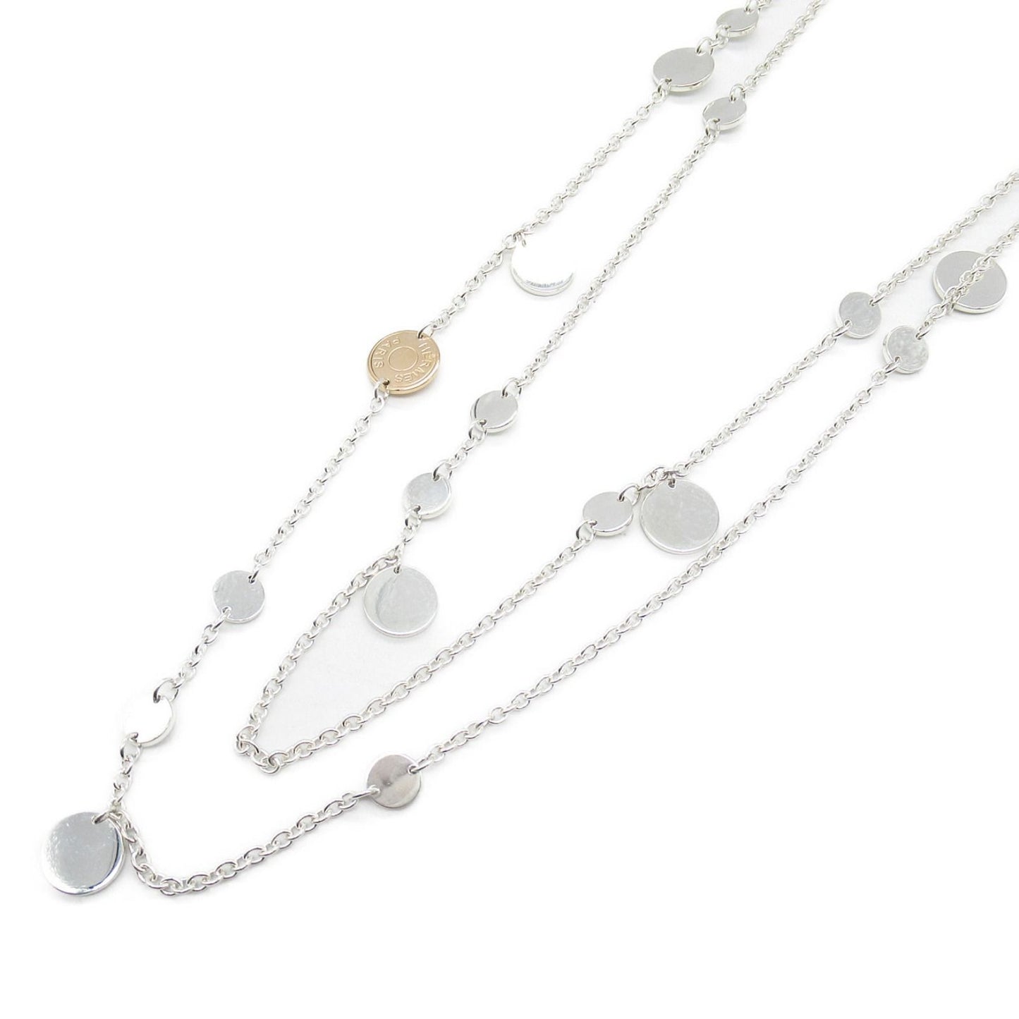 HERMES Confetti Necklace in Silver925 & K18PG - 121cm
