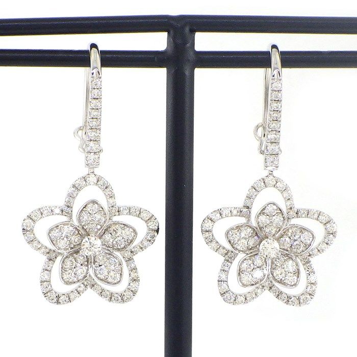 Graff Wildflower Hook Earrings with 1.09ct Diamonds in K18 White Gold