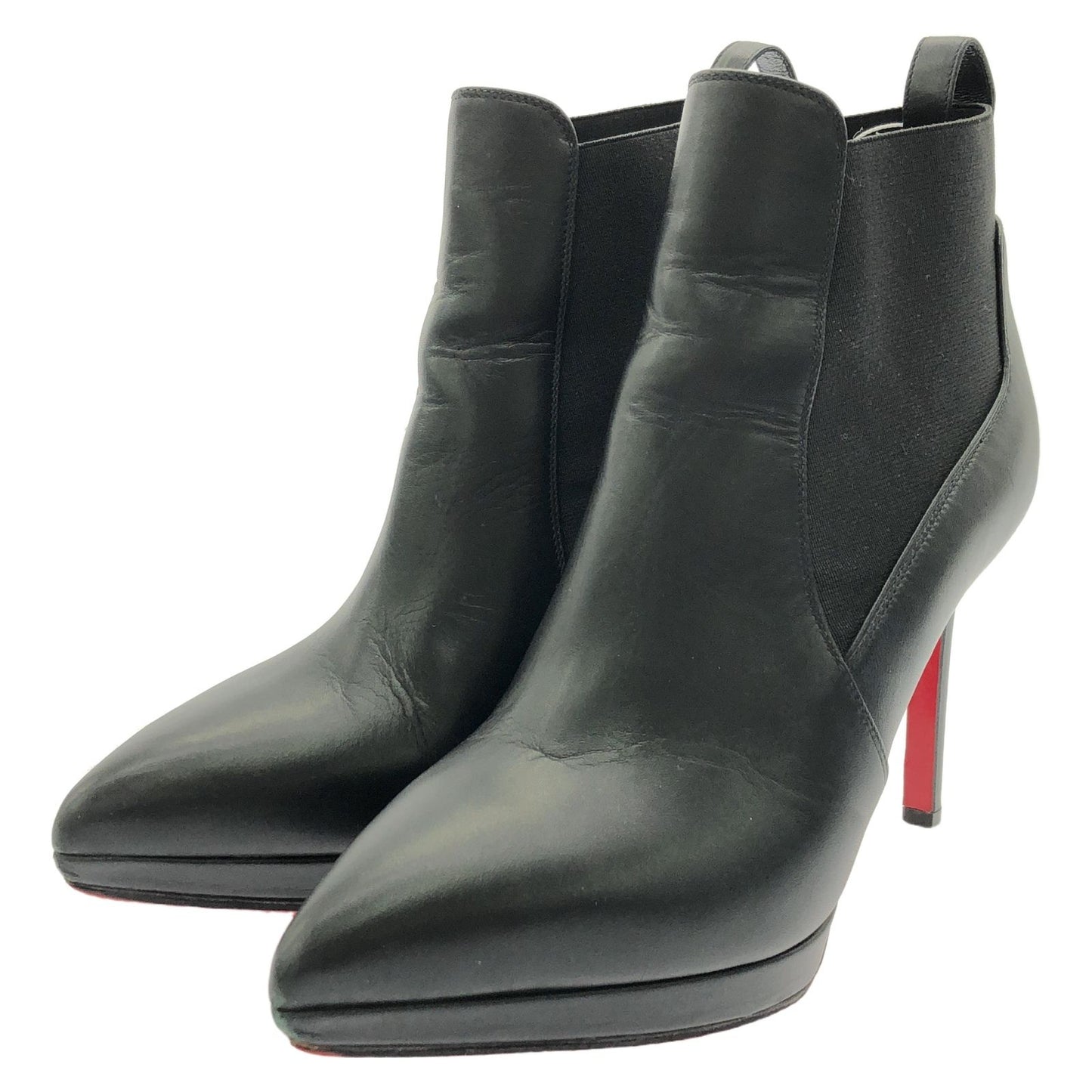 Christian Louboutin Black Leather Short Heel Boots - Size 35.5