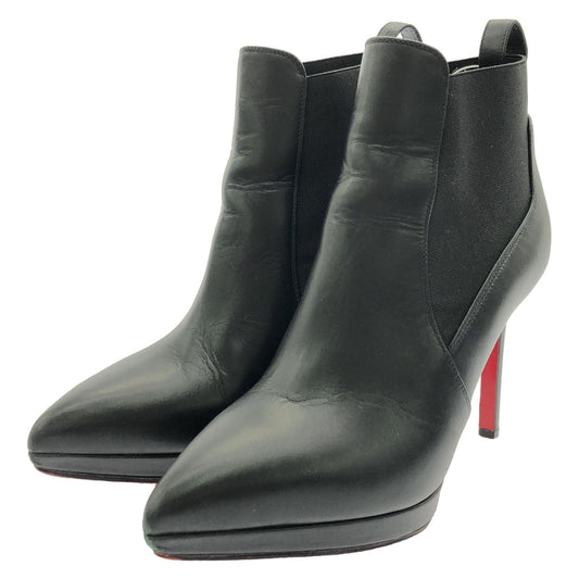 Christian Louboutin Black Leather Short Heel Boots - Size 35.5