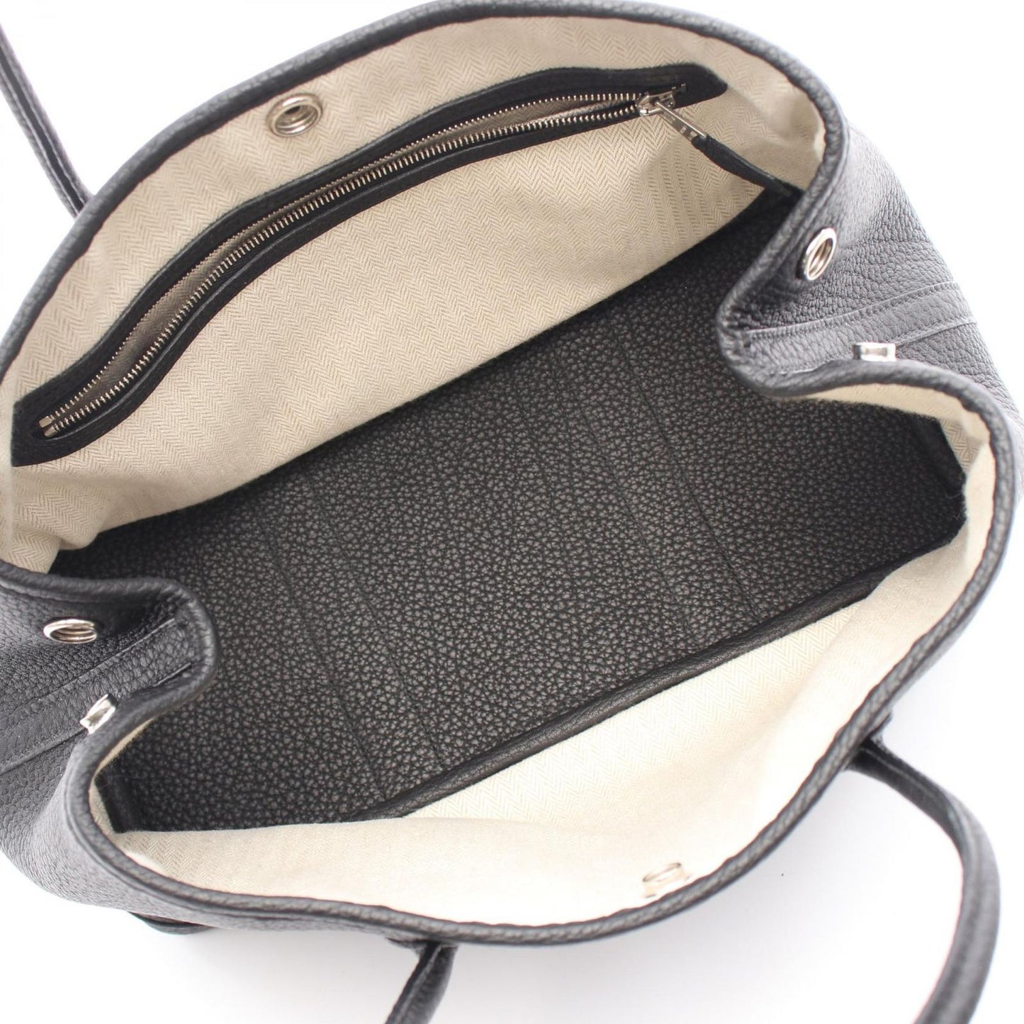 HERMES Garden Party TPM Tote Bag in Black Leather - Timeless Elegance