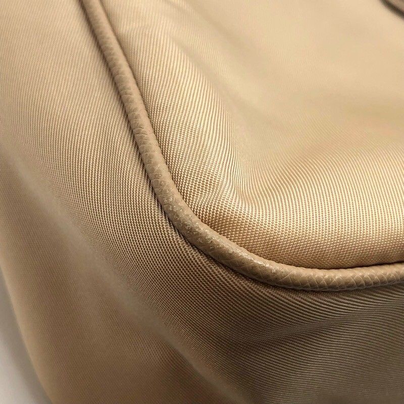PRADA Re-Edition 2005 Beige Nylon Shoulder Bag with Silver Hardware