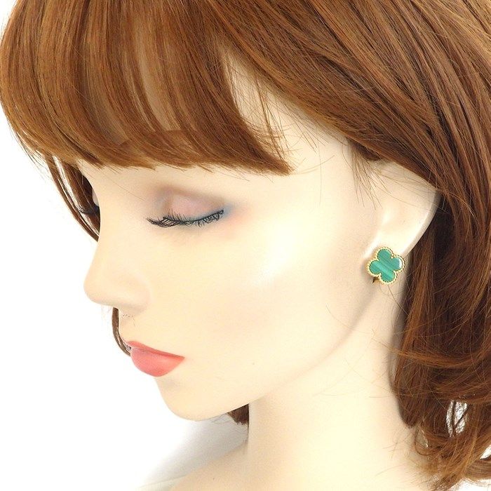 Van Cleef & Arpels Vintage Alhambra Malachite Earrings in 18K Yellow Gold