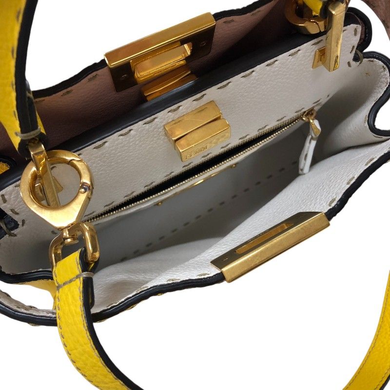 Fendi Selleria Peekaboo Iconic Essential Handbag - Yellow & Pink