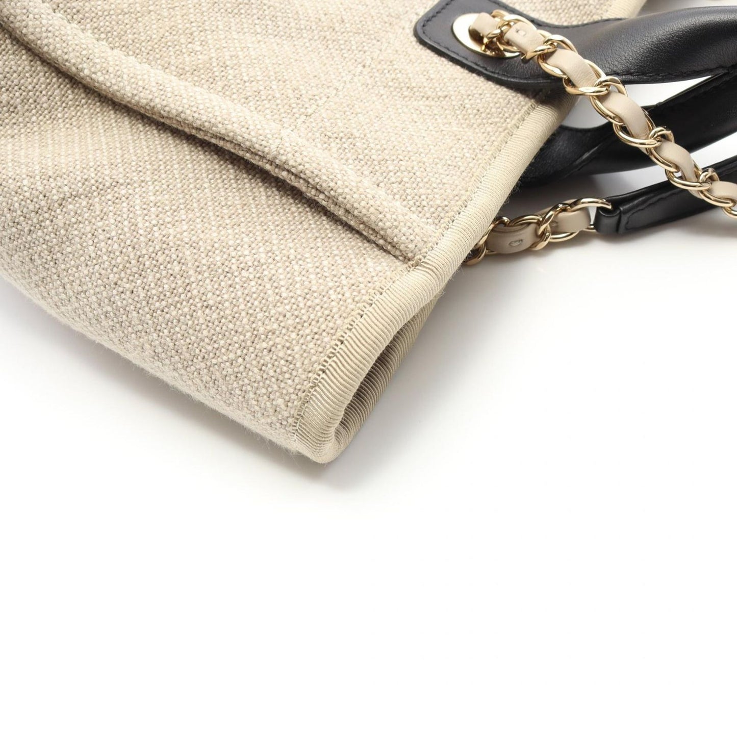 CHANEL Deauville Small Tote Bag AS3257 in Beige Canvas & Leather