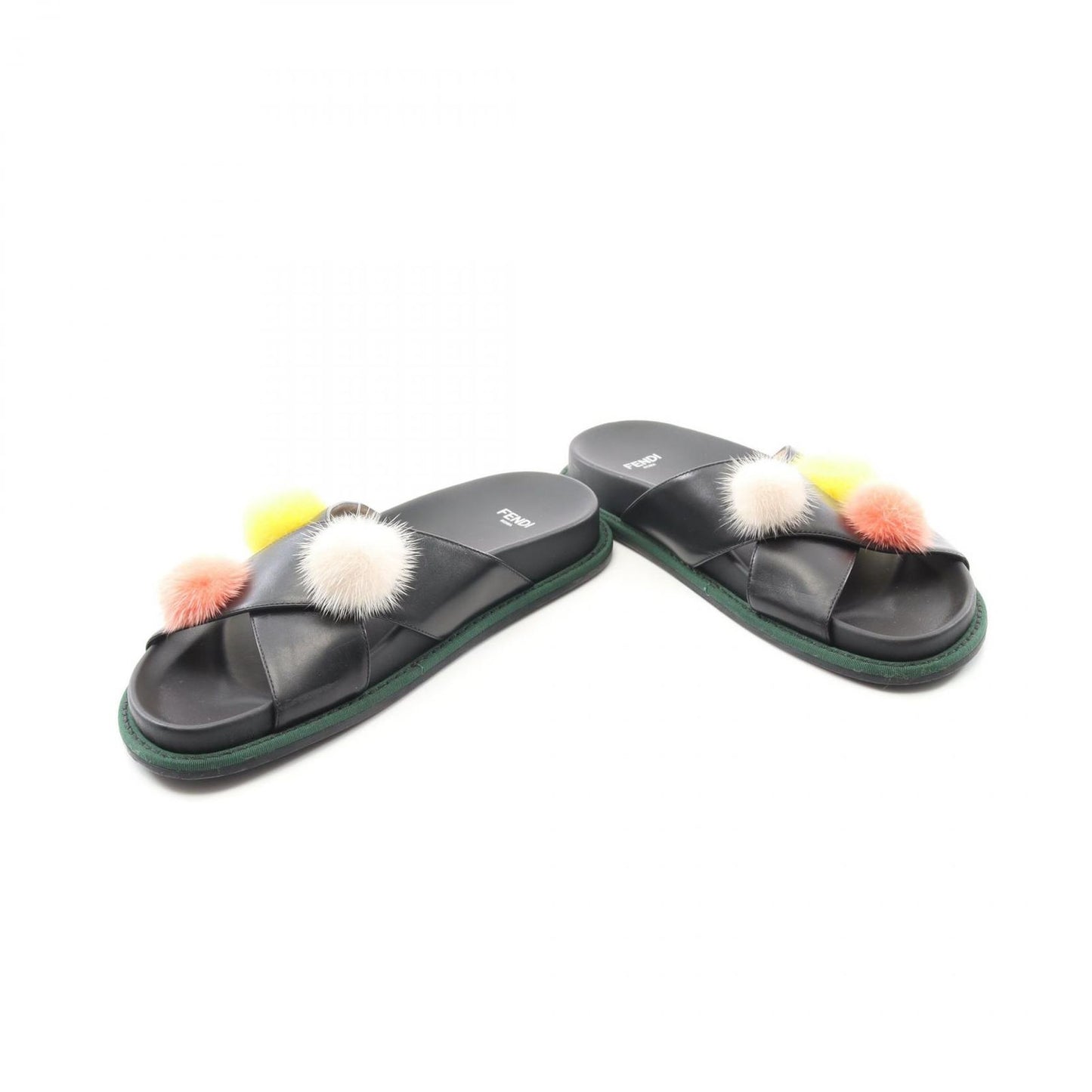 FENDI Leather & Fur Sandals - Elegant Black & Multicolor Design