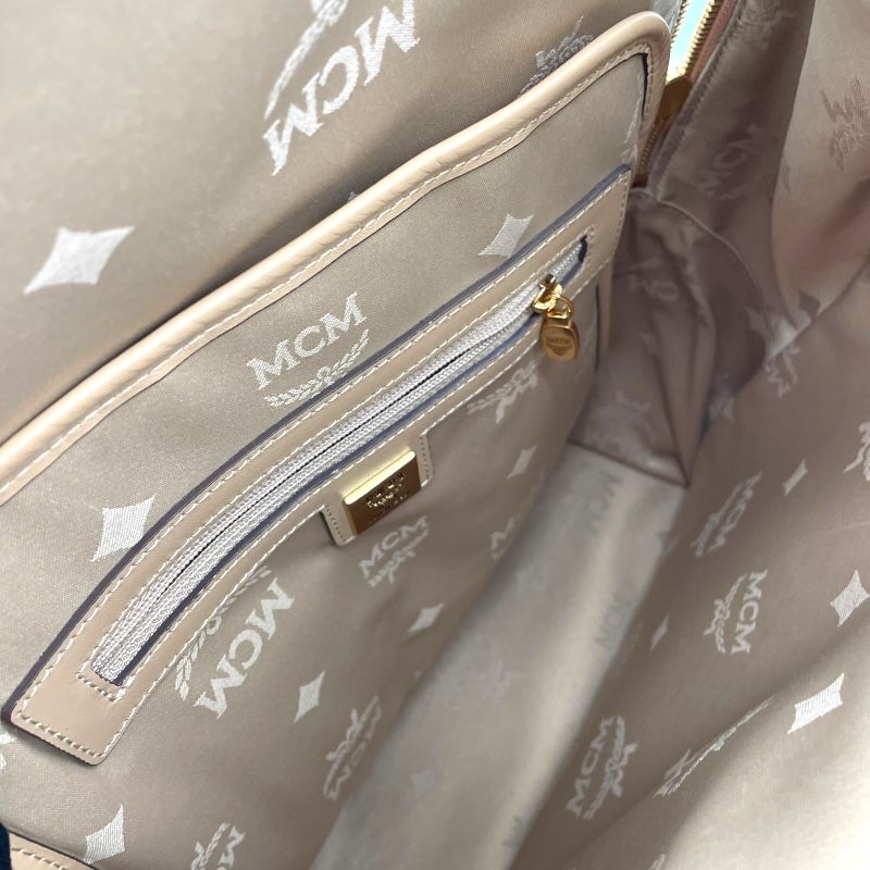 MCM Visetos Beige Backpack - Luxury Men's Daypack
