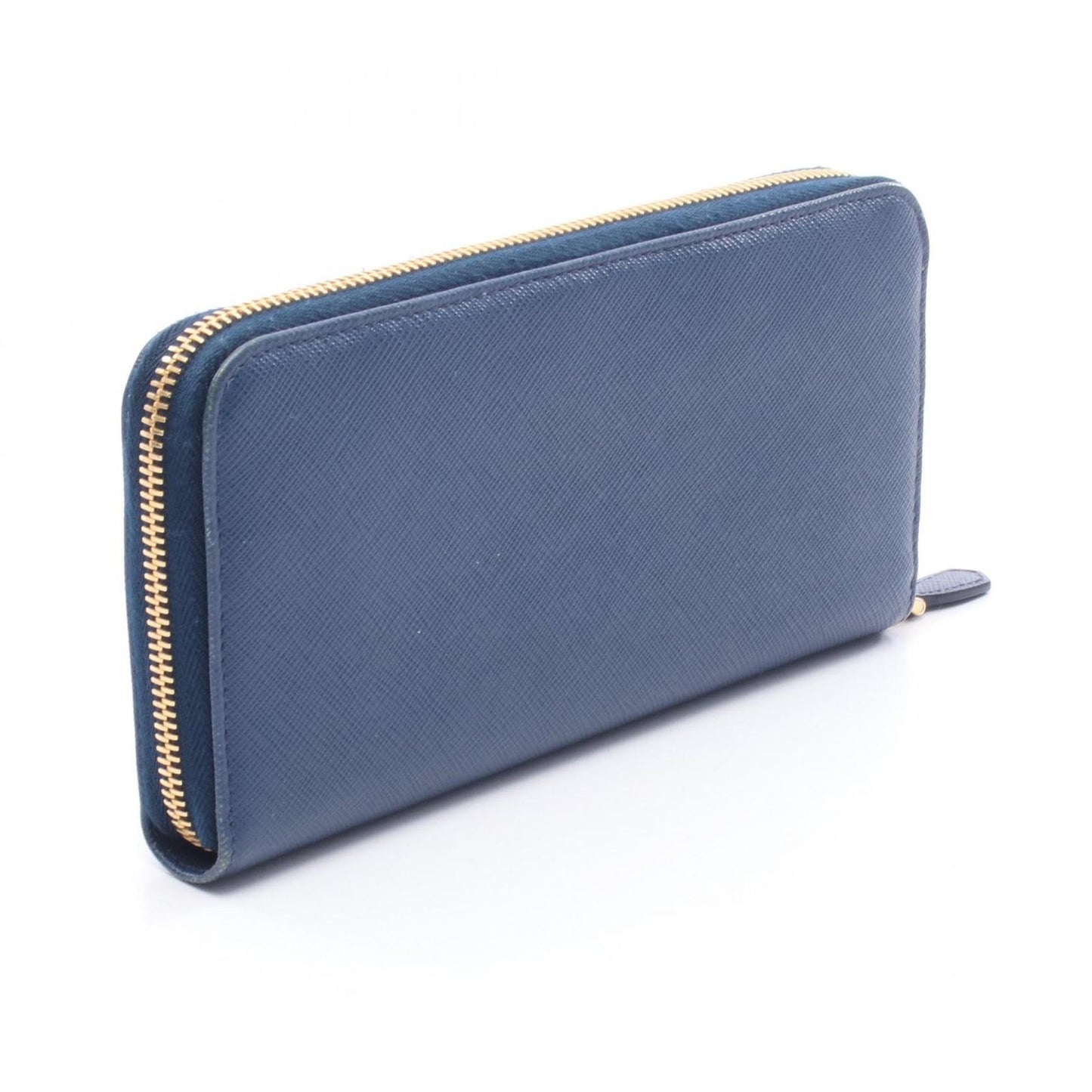 PRADA Dark Blue Leather Round Wallet - Timeless Elegance